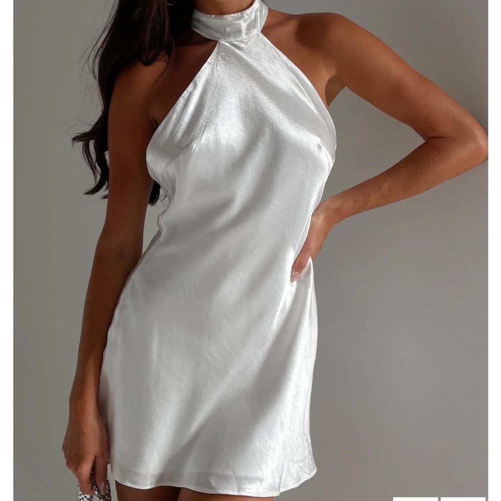 Meshki bridal mini halter dress